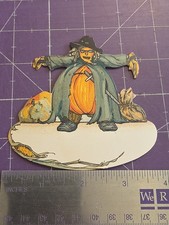 Unused Dennison Scarecrow/Witch/Pumpkin Halloween Diecut Place Card picture