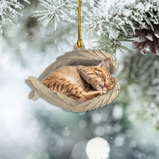 Personalize Munchkin Cat Sleeping Angel Wings Ornament, Munchkin Cat Ornament picture