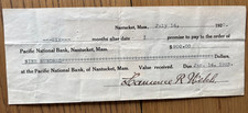 1922 NANTUCKET PACIFIC NATIONAL BANK CHECK W/6 DOCUMENT STAMPS LAWRENCE R WELCH picture