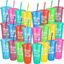 Sieral 24 Pcs Employees Appreciation Gifts Bulk Thank You Cups with Lids and ... picture