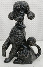 MCM LARGE BLACK POODLE CERAMIC FIGURINE MID CENTURY MODERN DOG STATUE  picture