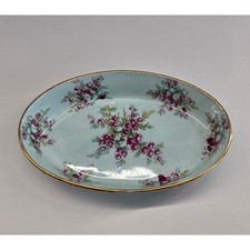 Royal Bone China England Floral Oval Dish Gold Trim Trinket Dish picture