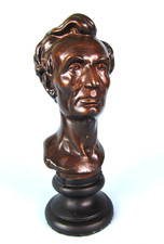 ABRAHAM LINCOLN Life Mask Sculpture by Leonard Volk 1860 Vtg Bronzed Replica picture