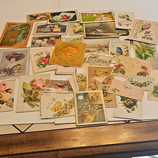  30 + Vintage Victorian Holiday Cards and  Postcards  Embossed Multicolor Paper picture