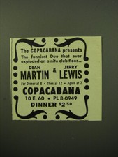 1950 Copacabana Club Advertisement - Dean Martin & Jerry Lewis picture