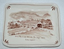 Vintage Ceramic Plate Sycamor Street Covered Bridge 1846 - 1888 Logansport India picture