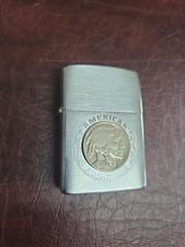 Zippo 1995 American Frontier W/1936 Buffalo Nickel Brushed Chrome  picture