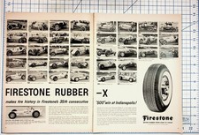 1958 Firestone Rubber Indianapolis 500 History Race Car Magazine Ad Print picture