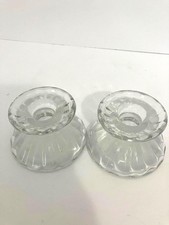 Vintage HOMCO Heritage Fluted Glass Candle Holders, Pair, 1980s Table Decor picture