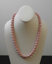 Vintage Pink Square Bead Necklace Silver Tone Clasp About 24