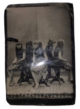 c 1880, TINTYPE PHOTOGRAPH, TRICK PHOTOGRAPHY, MULTIGRAPH, YOUNG GIRL, ILLUSION picture