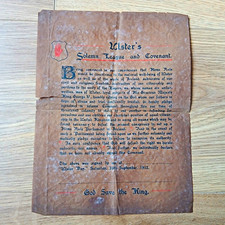 Ulster Solemn League and Covenant Document Dated September 1912 Original Copy picture
