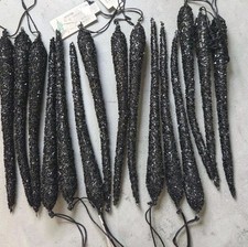 Black Sparkle Icicles Set Of 15 - 9.5in Halloween Holiday Decor - Nwt picture