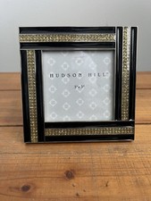 Hudson Hill Picture Frame Canary Yellow Rhinestone Black Enamel Frame 3”x 3” New picture
