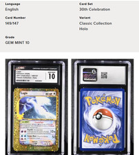 2026 Pokémon 30th Crystal Lugia 149/147 & Gengar Prime 94/102 CGC 10 Sequential picture