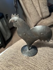 Southern Primitive Folk Art Sheet Metal Chicken Figure Visible Rivets Silhouette picture