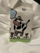 VTG Ganz Porcelain Cow Creamer Carton Shape Fresh Cream Decorative Collectible picture