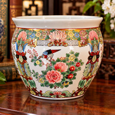 Petite Vintage Chinese Famille Rose Porcelain Jardinière / Cachepot /Planter picture
