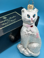 CHRISTOPHER RADKO 1998 Felina's Heart Breast Cancer Ornament Box christmas cat picture