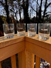 Vintage Whiskey Bar Glass Tumblers With Etched AMC Logo Set Of 2 picture
