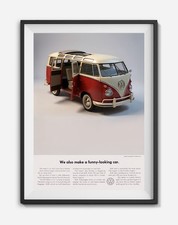 Vintage 1961 Microbus Poster 'Funny Looking Car' Volkswagen Ad Wall Art picture