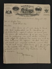 1897 antique JOSEPH HAAS indianapolis in LIVE STOCK REMEDIES farm LETTERHEAD picture