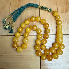 Handmade Antiq Amber Misbaha Tasbih Islamic Prayer Beads 12.5mm 47g picture