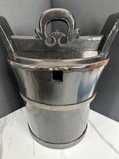 Antique 1900s  Vintage Chinese Rice Bucket With Locking Lid And Handle picture
