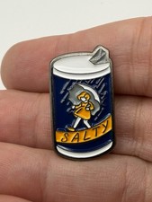 SALTY PIN Retro Morton Salt Girl Umbrella Enamel Pin picture
