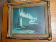 ORIGINAL 1920S SYDNEY LAURENCE HAND TINTED PHOTO BATWING PIE CRUST FRAME ALASKA picture