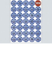 Happy Smiling Blue Snowflakes Round Reward Sticker Sheet picture