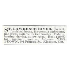 St. Lawrence River 18 Room House Miss Brown Kingston Ontario 1903 Ad AF8-S42 picture
