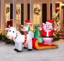 7.5 FT CHRISTMAS FARM SCENE SLED AIRBLOWN YARD INFLATABLE picture