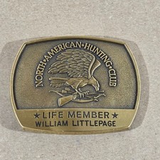 Vintage Belt Buckle North American Hunting Club Life Member William Littlepage picture