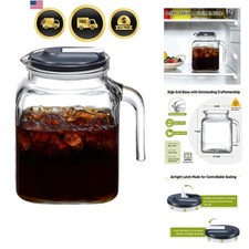 Large 68 Oz Iced Tea Pitcher Glass Water Jar with Lid and Spout picture