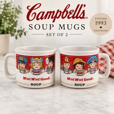 Vintage 1993 Campbell's Soup Mugs Set of 2 Westwood Kids Ceramic Cups picture