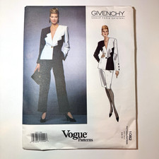 Vtg Vogue Paris Original 1082 Pattern Sz 6 8 10 Givenchy Designer Power Suit 90s picture