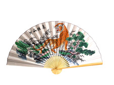 Large 60*35 in Oriental Home Deco Wall Hanging Folding Fan in Tiger Paintings picture