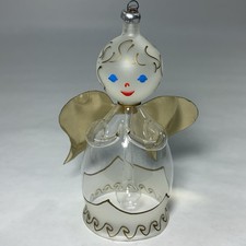 Vintage ITALY MADE  De Carlini Praying Angel Bell Christmas Clear Glass Ornament picture