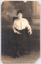 RPPC Portsmouth Ohio Smiling Woman Studio Portrait King Fowler's 1917 Postcard picture