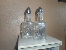 Oil Vinegar cruet 2pc set Dispenser Dressing clear Glass Bottle WITH