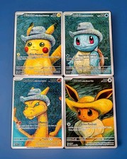 Van Gogh Hat Style Homage Fan Art Pikachu Squirtle Charizard Eevee Set picture