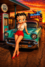 Rare Betty Boop   Poster one of a kind by M Metcalfe hand signed 24x36 picture