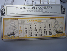 1939 Desktop Calendar - automotive supplies, coal, coke & building picture