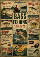 Bass Fishing Vintage Ads Poster Retro Fishing Lures Garage Wall Art Print 13x19 picture
