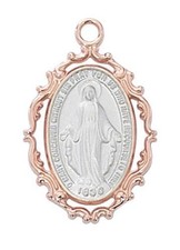18 INCH ROSE GOLD MIRACULOUS STERLING SILVER TWO TONE NECKLACE picture