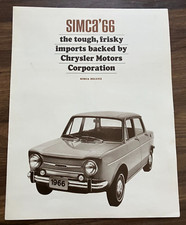 1966 Chrysler Simca 1000 Deluxe - Vintage Original 2-Page Dealer Sales Brochure picture