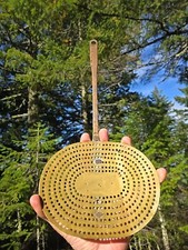 Neat Old French Copper + Brass Skimmer Ladle☆Antique Kitchen Utensil☆Cookware picture