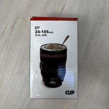 Canon 24-105 Zoom Lens Stainless Steel Travel Mug With Lid Black New With box picture