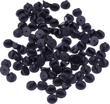 PVC Rubber Pin Backs, Black (100) picture